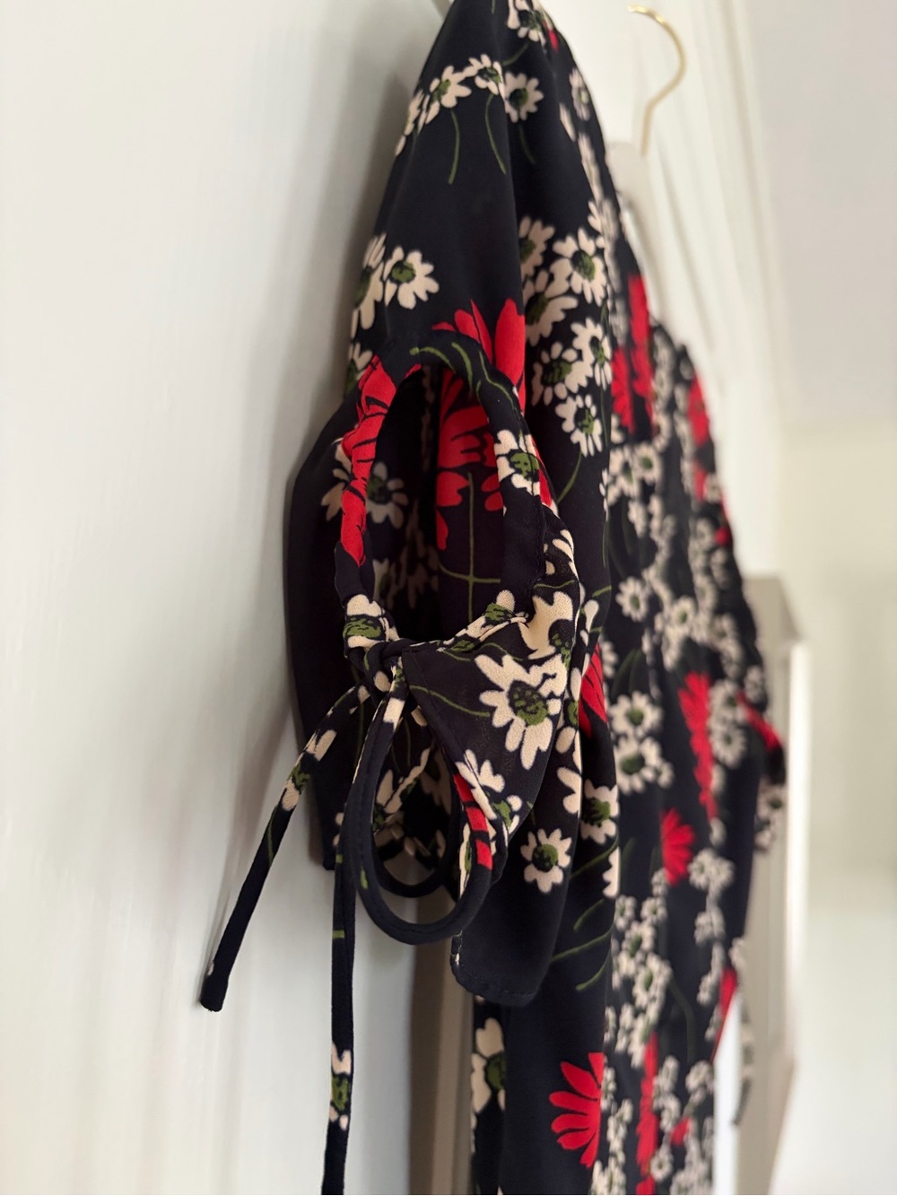 Madewell Navy Blue Midi Dress with Red & Cream Floral Print - Picture 4 of 5